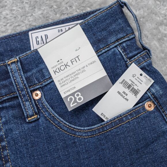 Gap Kick Fit Stretch High Rise Blue Ankle Flare Jeans Denim Womens Size 6 NWT - Picture 7 of 11